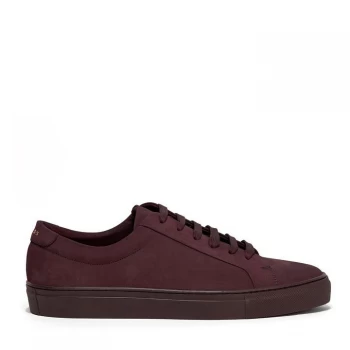 Image of Reiss Luca Lace Up Nubuck Trainers - Bordo