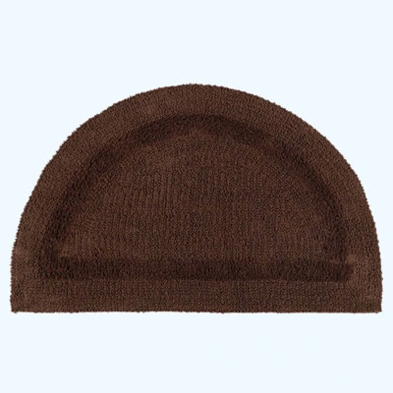 Image of Homescapes Luxury Reversible Semi Circle Bath Mat - Chocolate