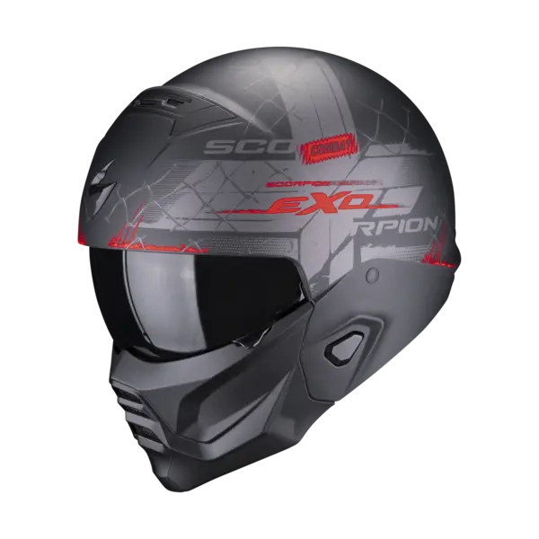Image of Scorpion Exo-Combat II Xenon Matt Black-Red Jet Helmet S