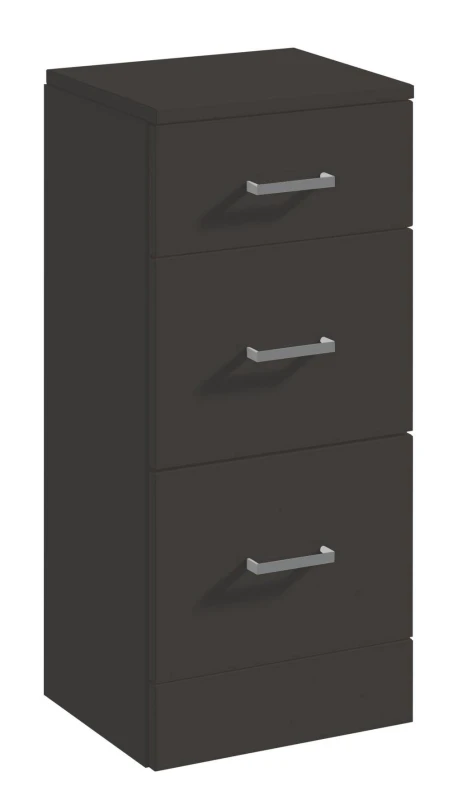 Image of Balterley Modern Bathroom Floor Standing 3 Drawer Unit - 350 x 300mm, Dark Grey Dark Grey Unisex