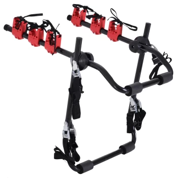 Image of HOMCOM Foldable 3-Bike Carrier Rack-Black/Red Aosom UK