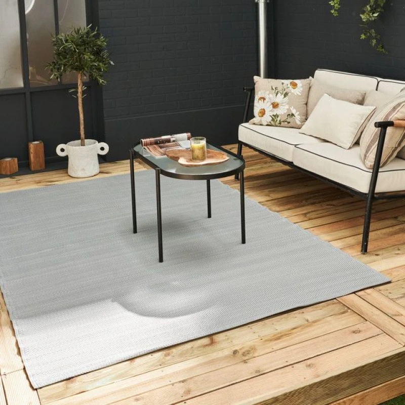 Image of THE RUGS Outdoor Rug - Easy to Clean Reversible Waterproof Plastic Outdoor Rugs for Garden Patio Balcony Camping - Plain Urban 1000 Grey Grey Unisex
