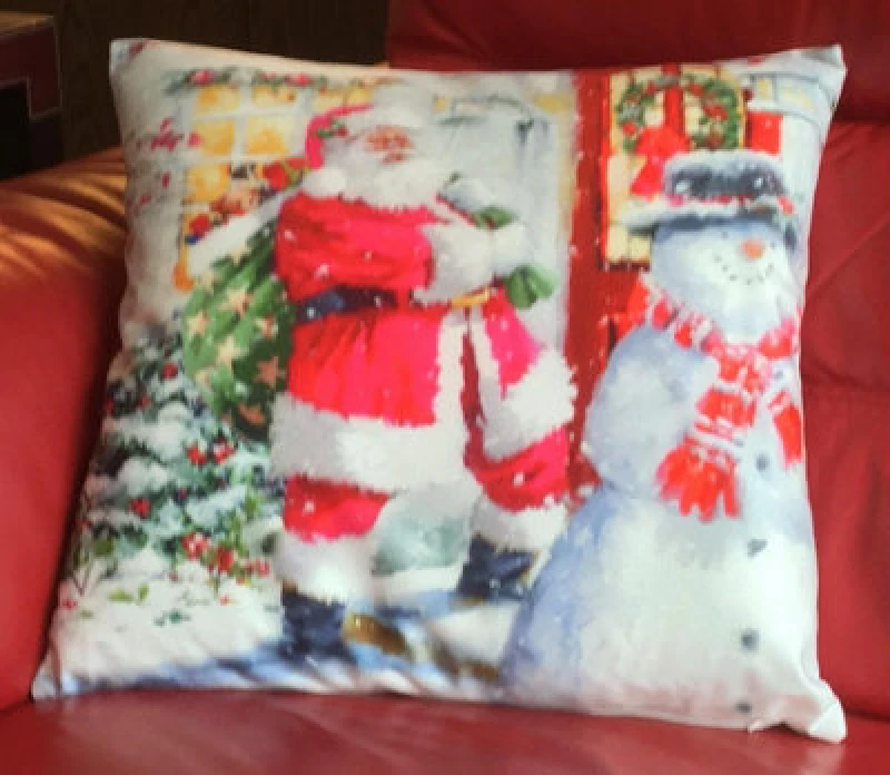 Image of Luxury Living Santa & House 18" Christmas Cushion