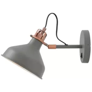 Image of Adjustable Wall Lamp Switched, 1 x E27, Sand Grey, Copper, White - Luminosa Lighting