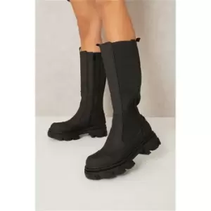 Image of I Saw It First Chunky Wellie Detail Knee High Boots - Black