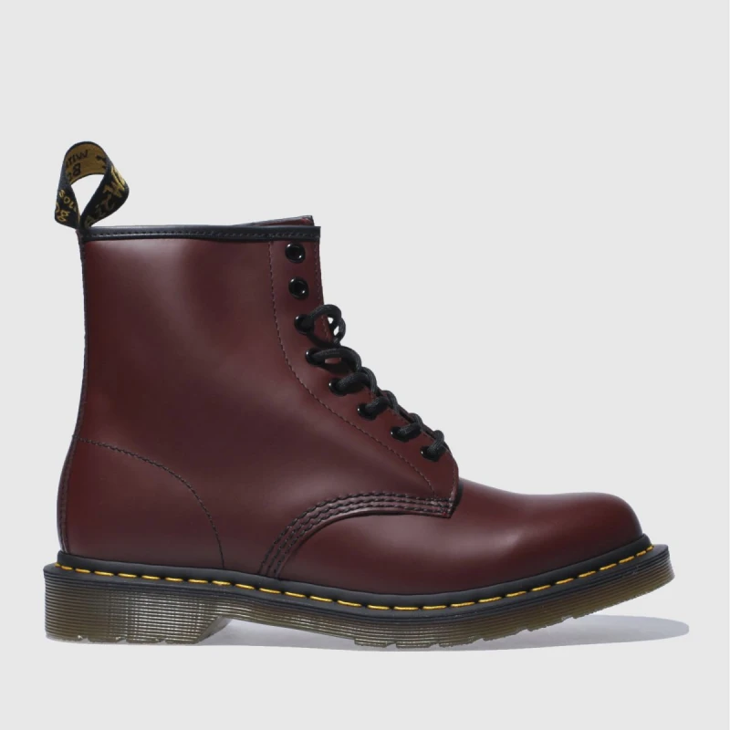Image of Dr. Martens 1460 Smooth Leather Unisex Ankle Boots - Red - Size:UK 7