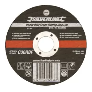 Image of Silverline Heavy Duty Stone Cutting Disc Flat 115 x 3 x 22.23mm 271797