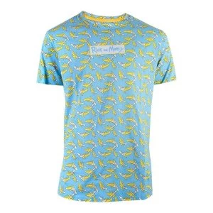 Image of Rick And Morty - Banana All-Over Print Mens Medium T-Shirt - Blue