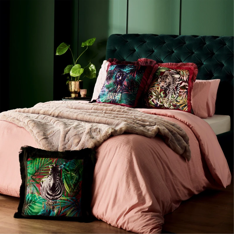 Image of Biba Logo Jacquard Duvet and Pillowcase Set Blush unisex King