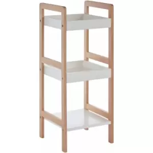 Image of 3 Tier Birch Wood Bathroom Shelf With Square Shelves Lacquer Finish Bathroom Organiser / Storage Shelving Unit For Garage Shelves 29 x 72 x 30
