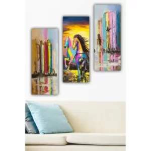 Image of MDF0003 Multicolor Decorative MDF Painting (3 Pieces)