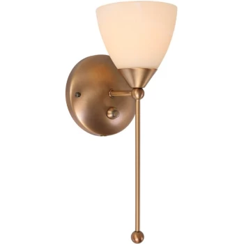 Image of Sienna Lighting - Sienna Capric Wall Light Bronze Brushed, Glass Ivory Alabaster White