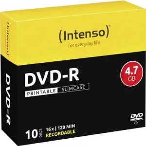Image of Intenso 4801652 Blank DVD-R 4.7 GB 10 pc(s) Slim case Printable