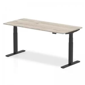 Image of Air 1800 x 800mm Height Adjustable Desk Grey Oak Top Black Leg
