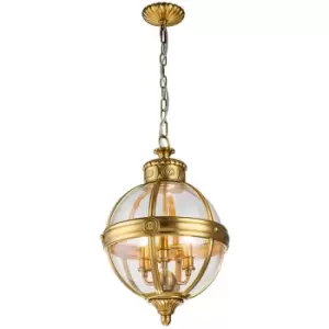 Image of Elstead Feiss Adams Spherical Pendant Ceiling Light Burnished Brass
