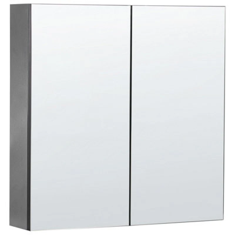 Image of Beliani Bathroom Wall Mounted Mirror Cabinet Navarra 60 Cm 60 Cm Black