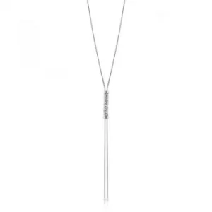 Image of GUESS 16-18" rhodium plated necklace with vertical coiled Swarovski crystal charm.