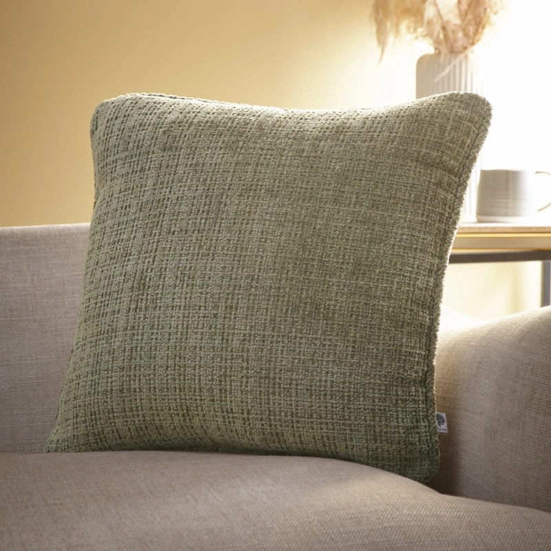 Image of Appletree 'Alba' Textured Chenille Filled Cushion Green