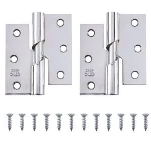 Image of Chrome Effect Metal Rising Butt Hinge Pack of 2