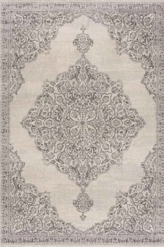 Image of THE RUGS Montana Medallion Cream & Grey Living Room Area Rug 3724 Size: 120cm x 170cm Grey Unisex 120cm x 170 cm