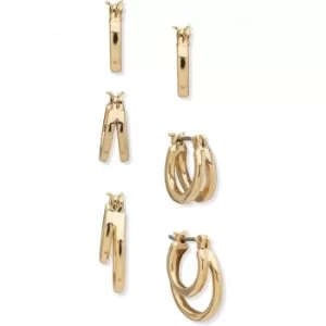 Image of DKNY Jewellery Gold Coloured Hoop Trio Earrings Set