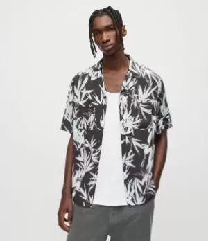 Image of AllSaints Mens Bambusa Tie Dye Shirt, Black, Size: XXL