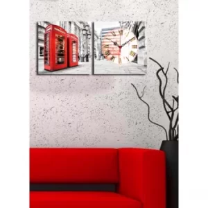 Image of 2P2828CS-7 Multicolor Decorative Canvas Wall Clock (2 Pieces)