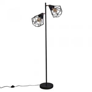Image of Diablo 2 Way Floor Lamp in Black and Copper with Black Diablo Shades