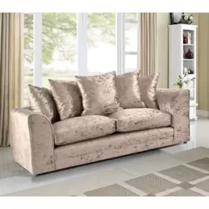 Image of Mirana Modern Crush Velvet 3 Seater Sofa - Mink - Mink