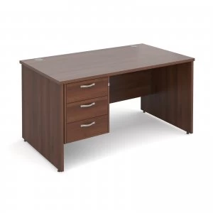 Image of Maestro 25 PL Straight Desk With 3 Drawer Pedestal 1400mm - Walnut pan