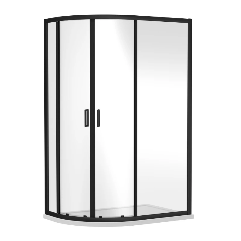 Image of Balterley Offset Quadrant 6mm Safety Glass Shower Enclosure Black 1200x800mm Black Unisex