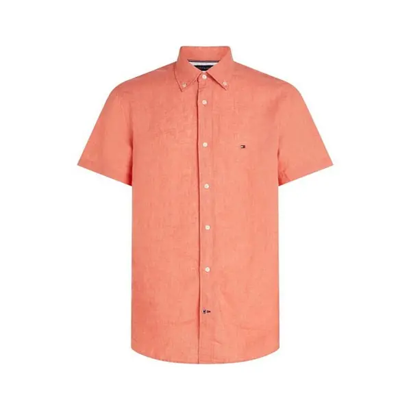 Image of Tommy Hilfiger Pigment Dyed Linen Rf Shirt S/S - Orange XS