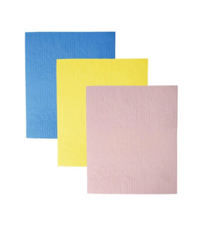 Image of Dexam Set Of 3 Swedish Dishcloths - Pastel Pink, Yellow, Blue