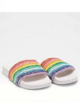 Image of Lelli Kelly Girls Iris Rainbow Slider, White Multi, Size 2 Older