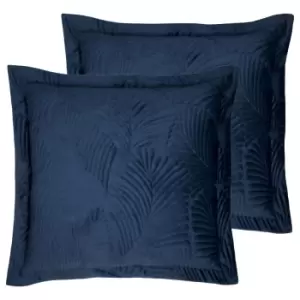 Image of Paoletti Palmeria Twin Pack Polyester Filled Cushions Navy