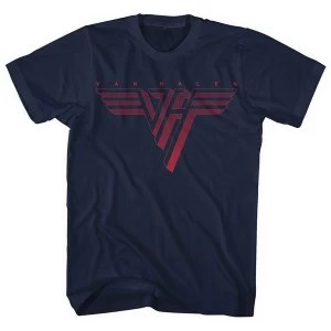 Image of Van Halen - Classic Red Logo Mens Medium T-Shirt - Navy Blue