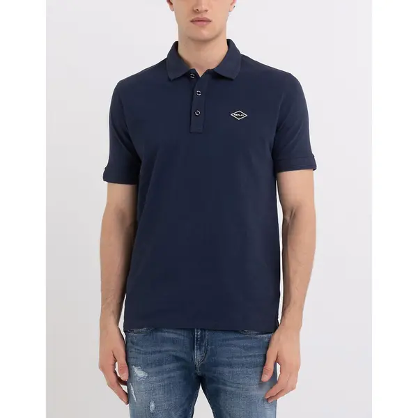 Image of Embroidered Logo Polo Shirt in Cotton and Regular Fit with Short Sleeves