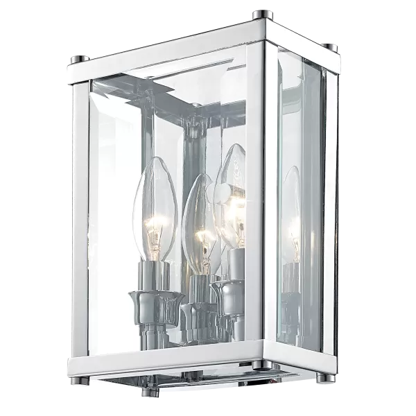 Image of New York 2 Light Wall Lamp Silver, E14 - Cosmo