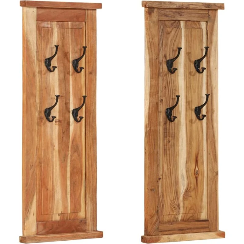 Image of vidaXL Coat Racks 2 Pcs Solid Wood Acacia 38x100 cm, Brown 337854