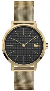 Image of Lacoste Womens Moon Gold Plated Mesh Bracelet Black Watch