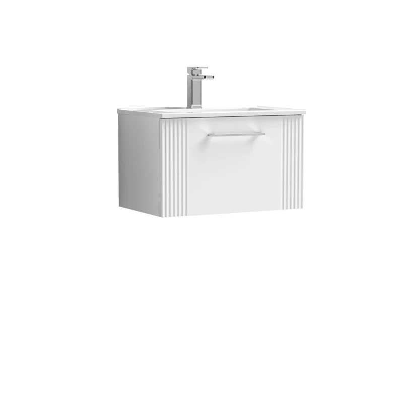 Image of Balterley 1 Drawer Wall Hung Vanity Unit Minimalist Basin White 600mm White