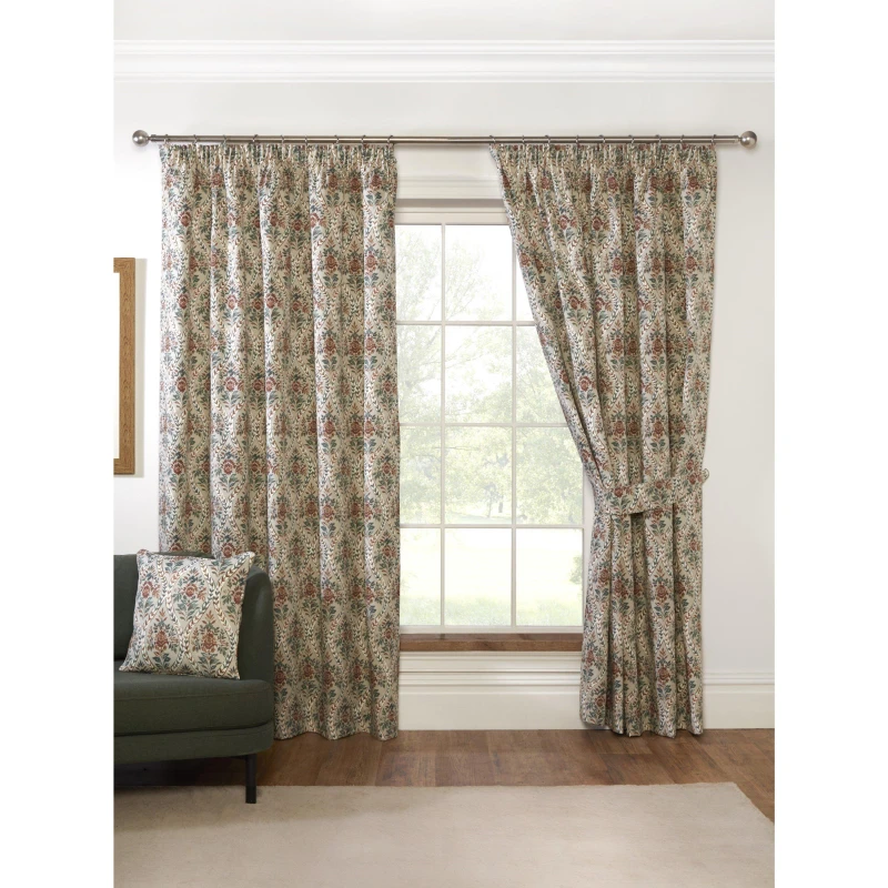 Image of Sundour Buttermere Floral Pencil Pleat Curtains Autumn unisex 90 x 72 In
