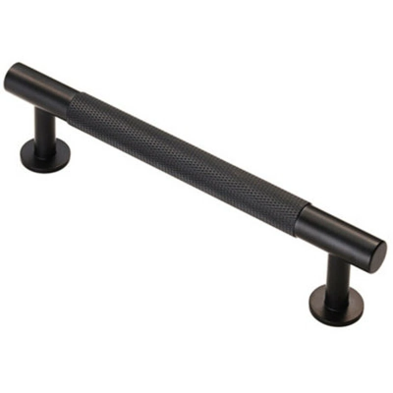 Image of Loops Knurled Bar Door Pull Handle 158 x 13mm 128mm Fixing Centres Matt Black unisex