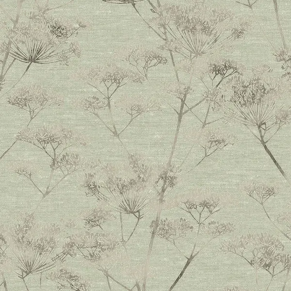 Image of Graham & Brown Serene Seed Head Wallpaper, Sage