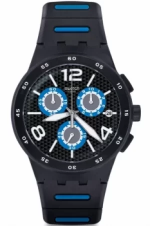 Image of Mens Swatch Black Spy Chronograph Watch SUSB410