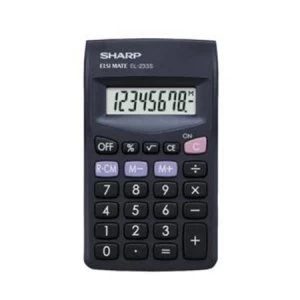 Image of Sharp EL-233SBK Pocket Calculator Large Display 8 Digits