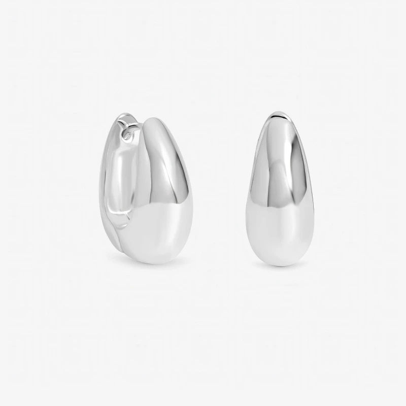 Image of Inicio Sterling Silver Plated Dome Hoops - Gift Pouch Silver female One Size