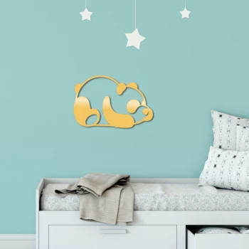 Image of Panda Metal Decor - Gold Gold Decorative Metal Wall Accessory