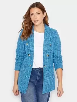 Image of Long Tall Sally Blue Boucle Blazer, Blue, Size 14, Women