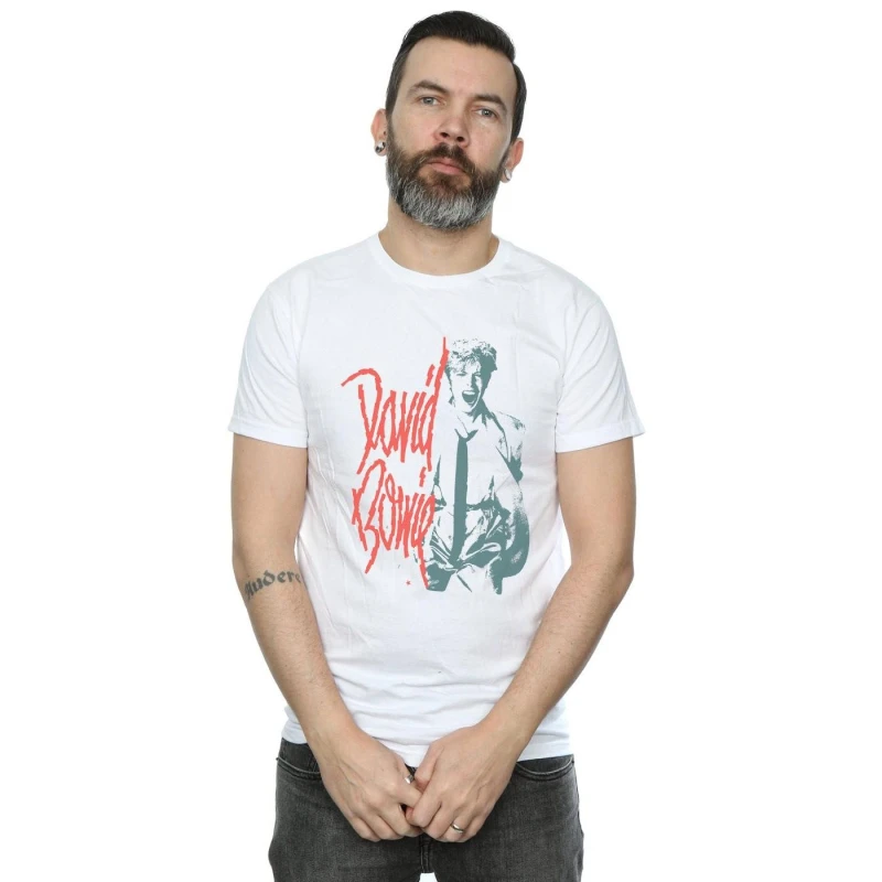 Image of David Bowie David Bowie Men Mono Shout T-Shirt in White Size: Small White S Male 5059276027858